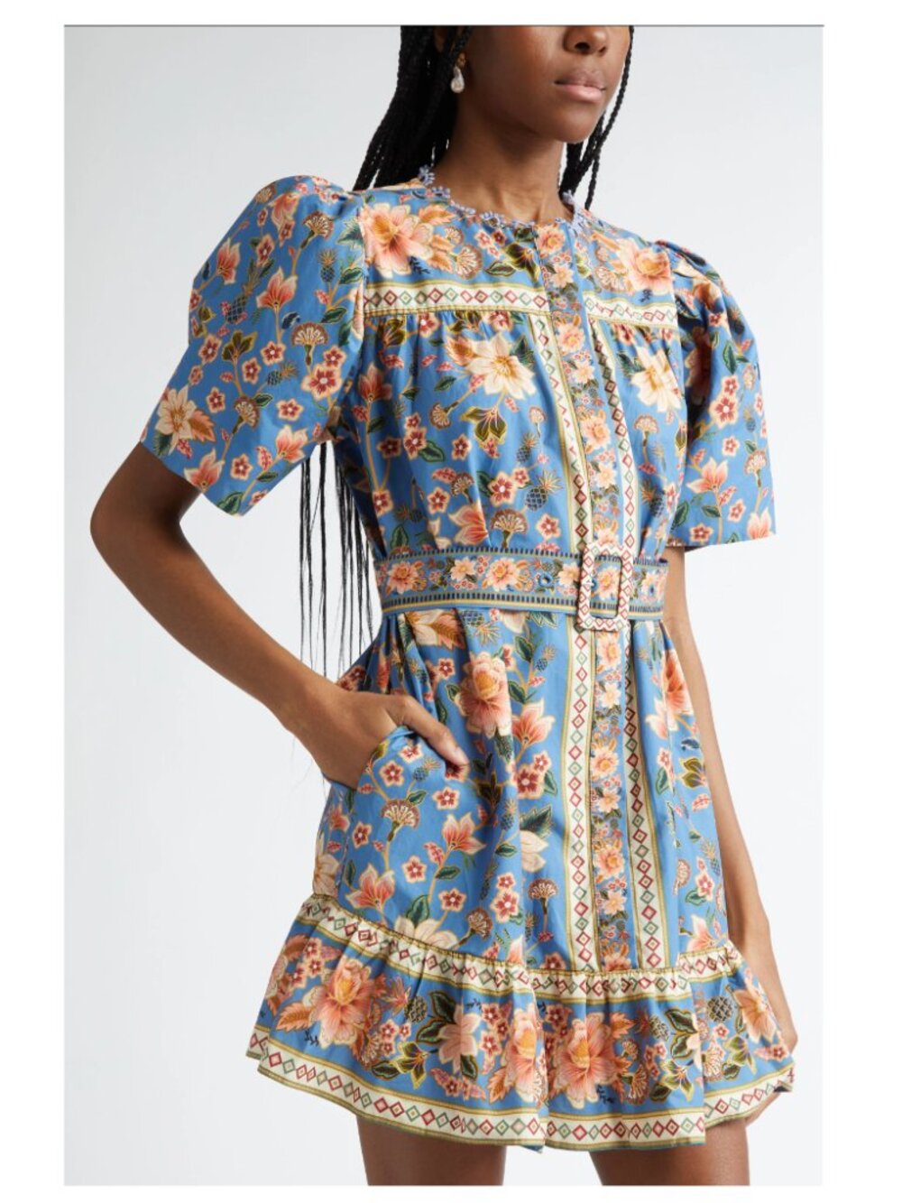 FARM Rio Blue Floral Mini Dress - Picture 10 of 14